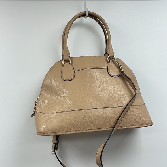 Vintage Coach Satchel Leather Crossbody Bag Tan 12"x9"x5" - Picture 6 of 9